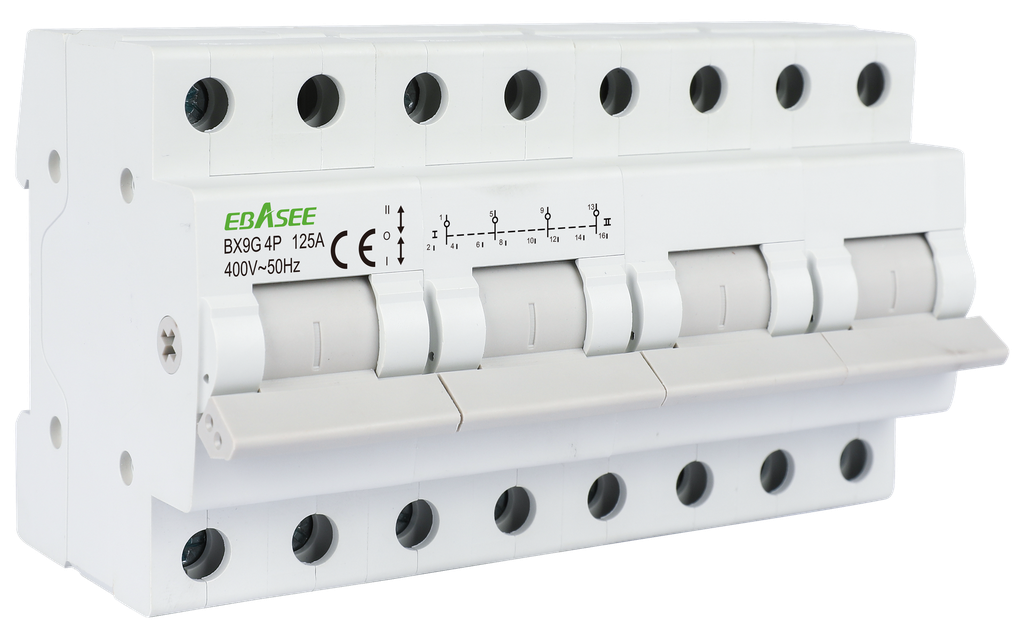 [BX9G-125-4P] EBASEE 125 Amp 4 Pole DIN Rail Changeover Switch