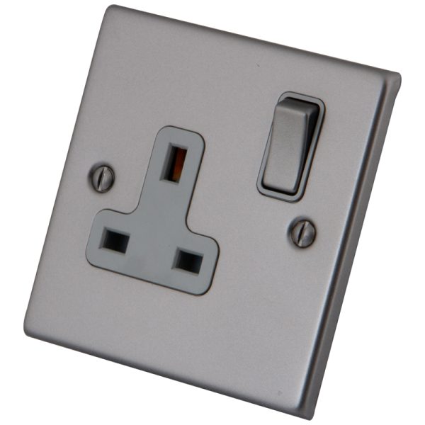 [MGM113SS] Gunmetal Grey 1 Gang 13 Amp Switched Socket 6011-103