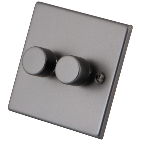 [MGM2400D] Gunmetal Grey 2 Gang 2 Way 400W Dimmer 6104-022