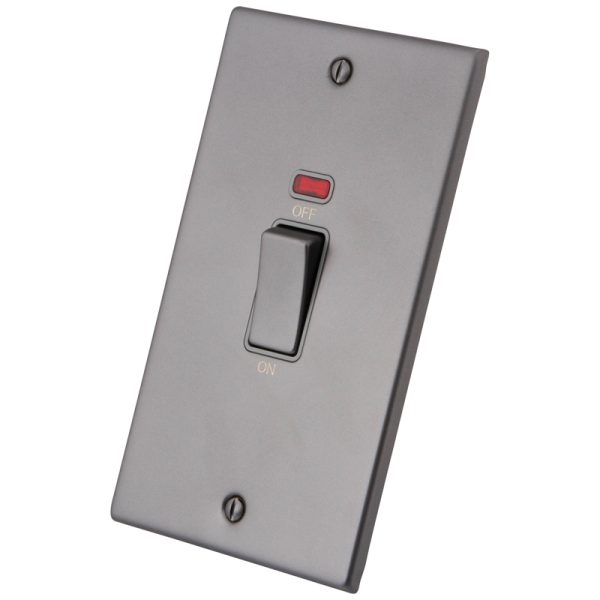 [MGM245SN] Gunmetal Grey 2 Gang 45A Cooker Switch Neon 6011-202
