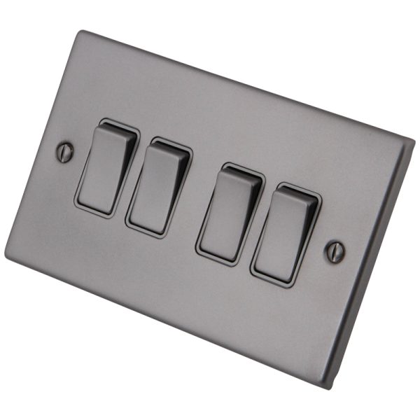 [MGM4LS2] Gunmetal Grey 4 Gang 2 Way Switch 6011-005