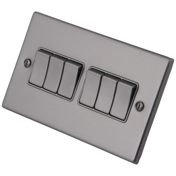[MGM6LS2] Gunmetal Grey 6 Gang 2 Way Switch 6011-006