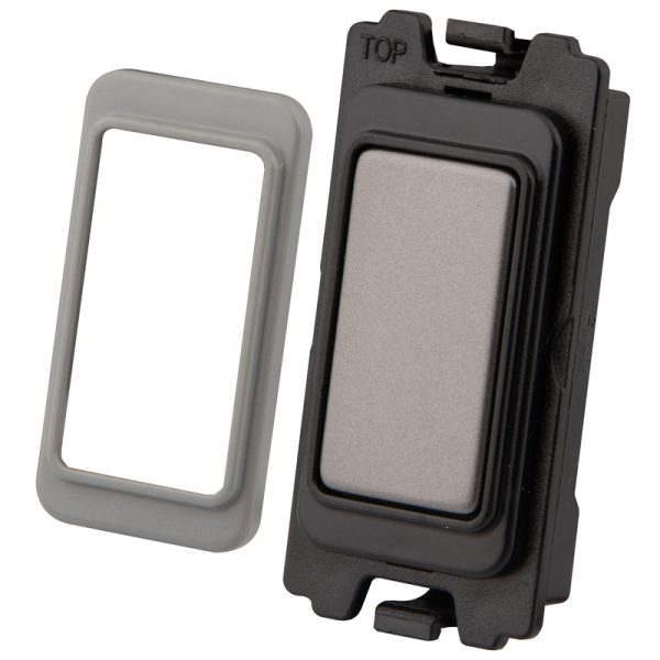 [MGMGR-1LS2] Gunmetal Grey 2 Way Switch Grid Module - 3207-002