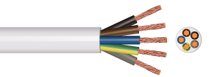 PVC 5 Core 2.5mmSQ White Round Flex 3185Y H05VV-F
