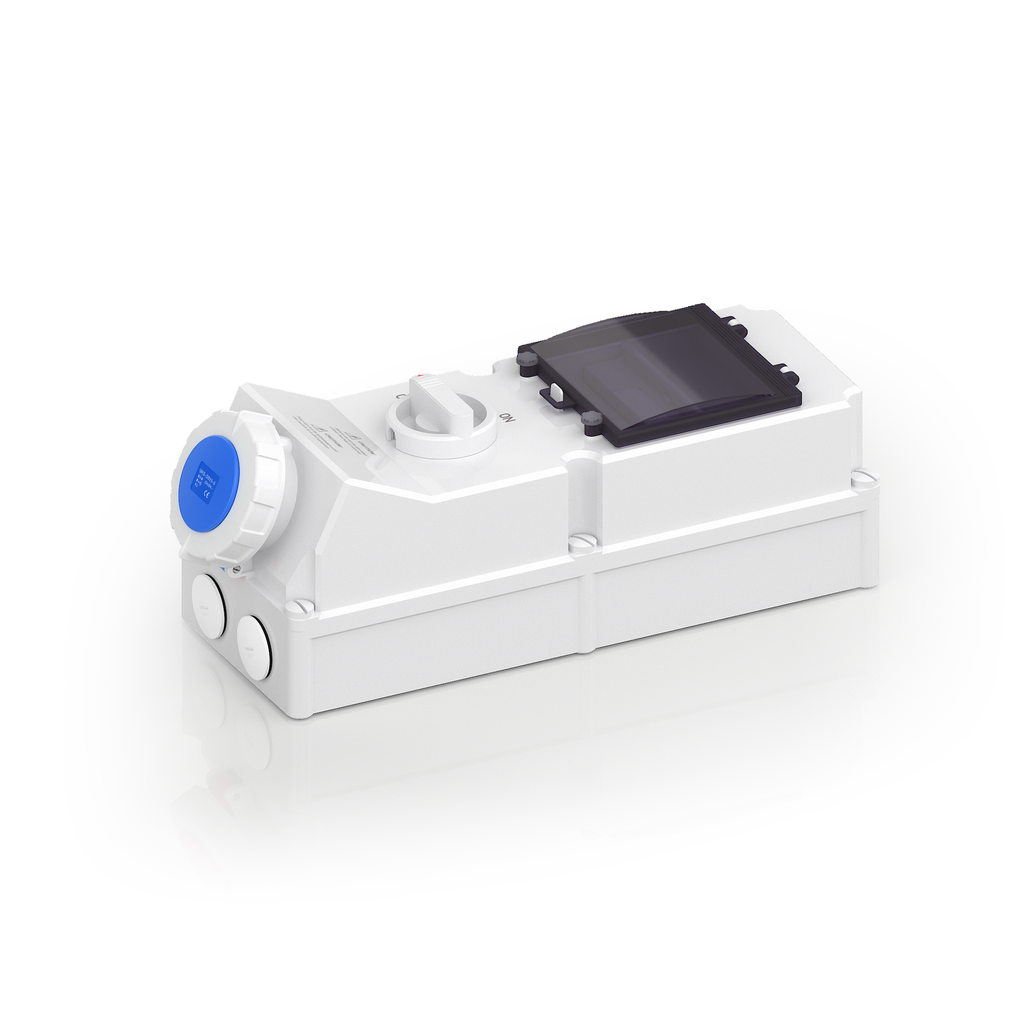 [BD-K1331] Plymouth CEE IP67 Combi Unit 3X16A 230V Blue with Din Rail